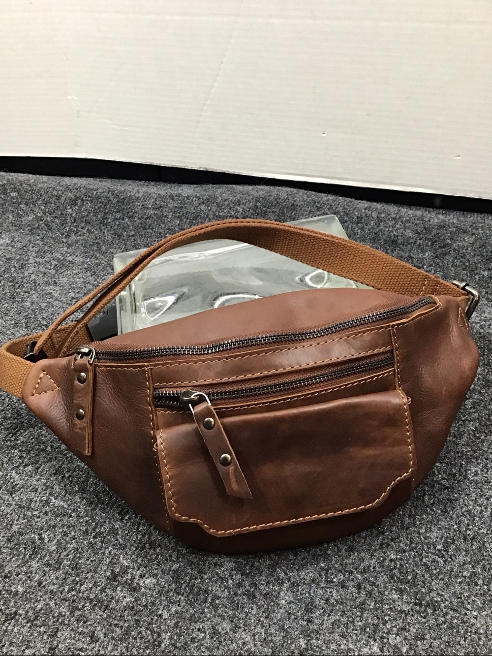Landleder brown smooth leather sling bag handmade Germany crossbody